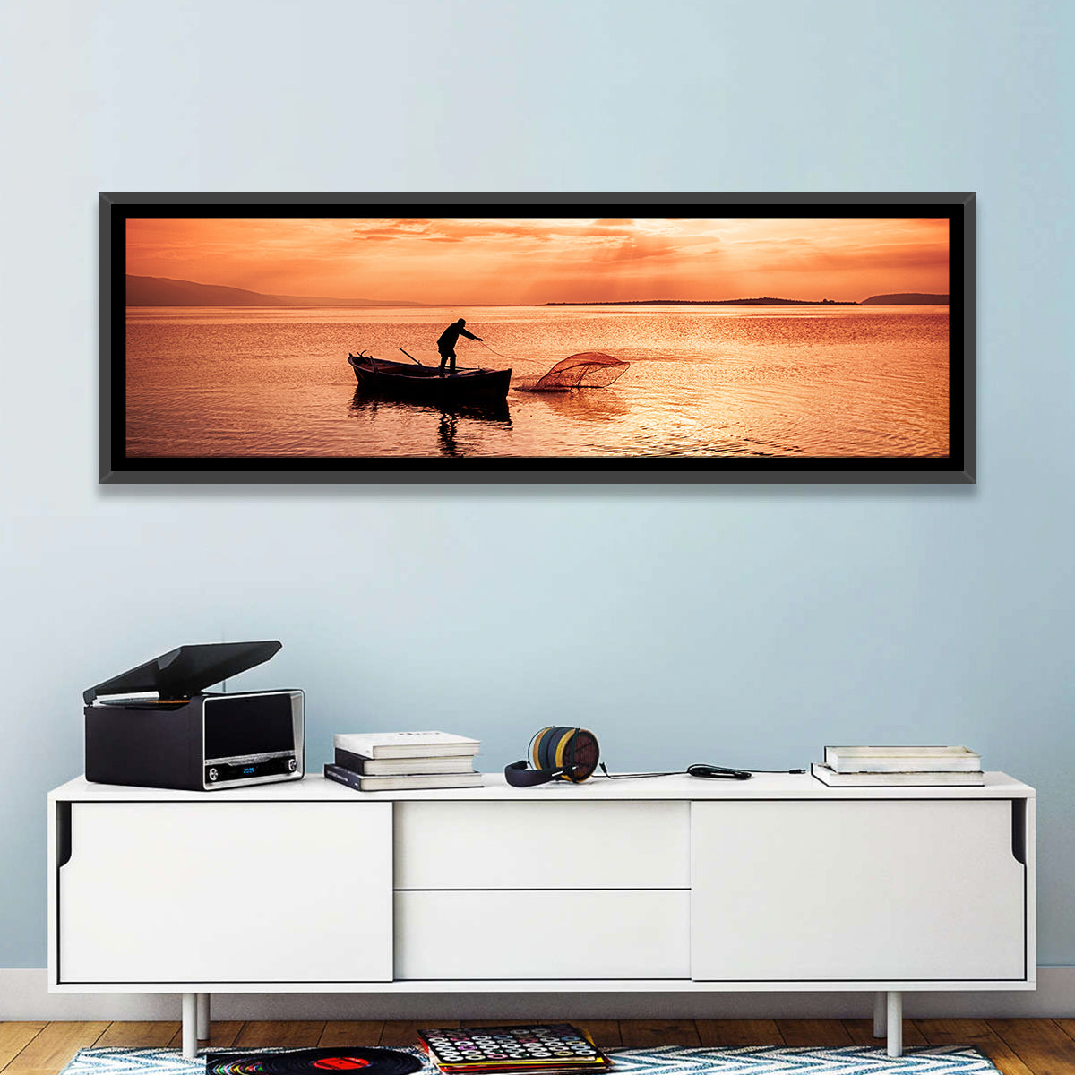 Uluabat Lake Fisherman at Dusk Wall Art