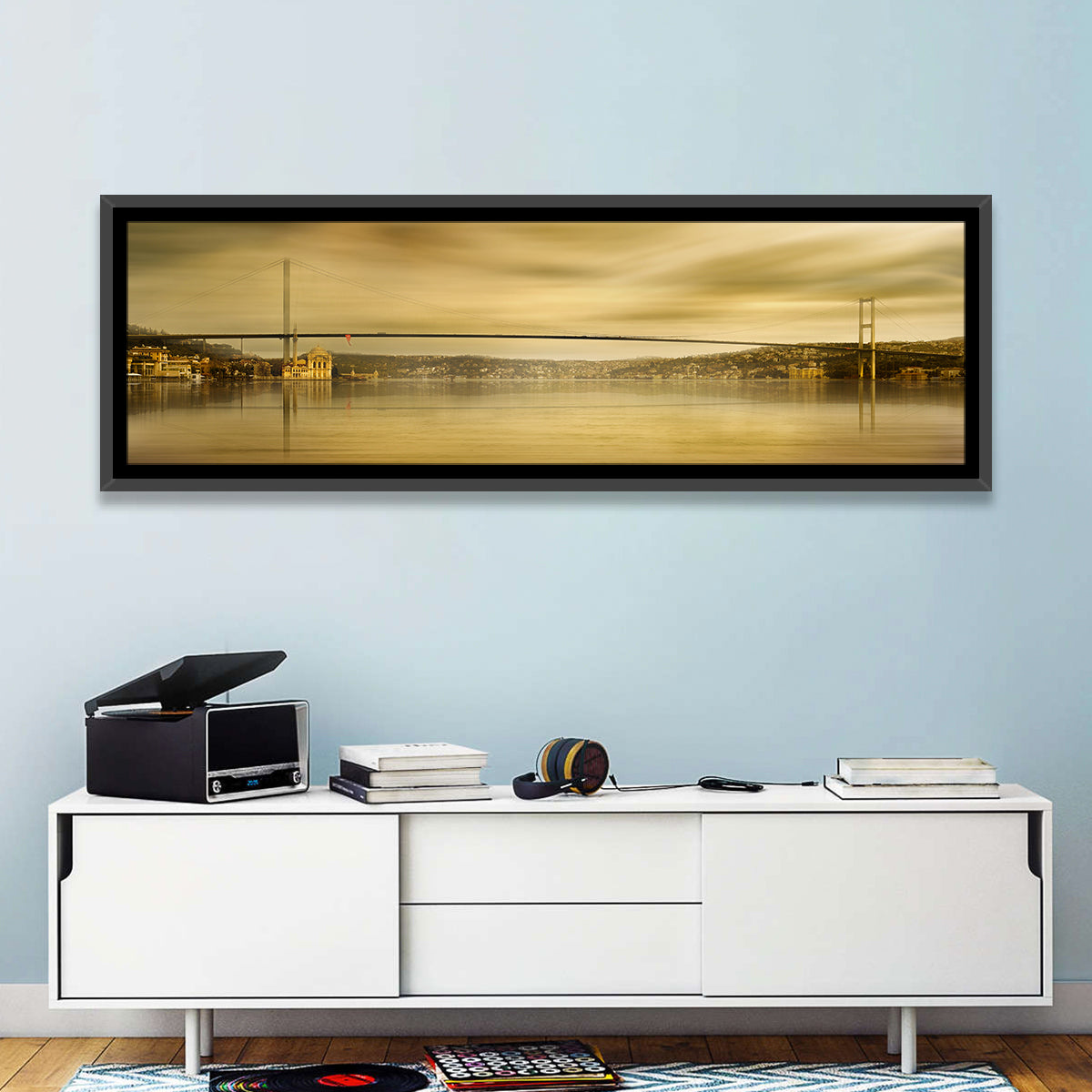 Bosphorus Bridge at Ortakoy Wall Art in a room, panoramic