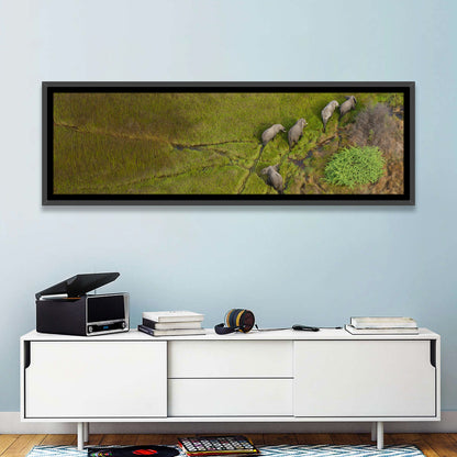 Aerial Herd of Elephants Wall Art