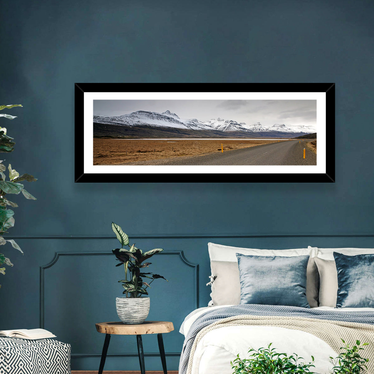 Icelandic Road to Snow-capped Mountains Wall Art