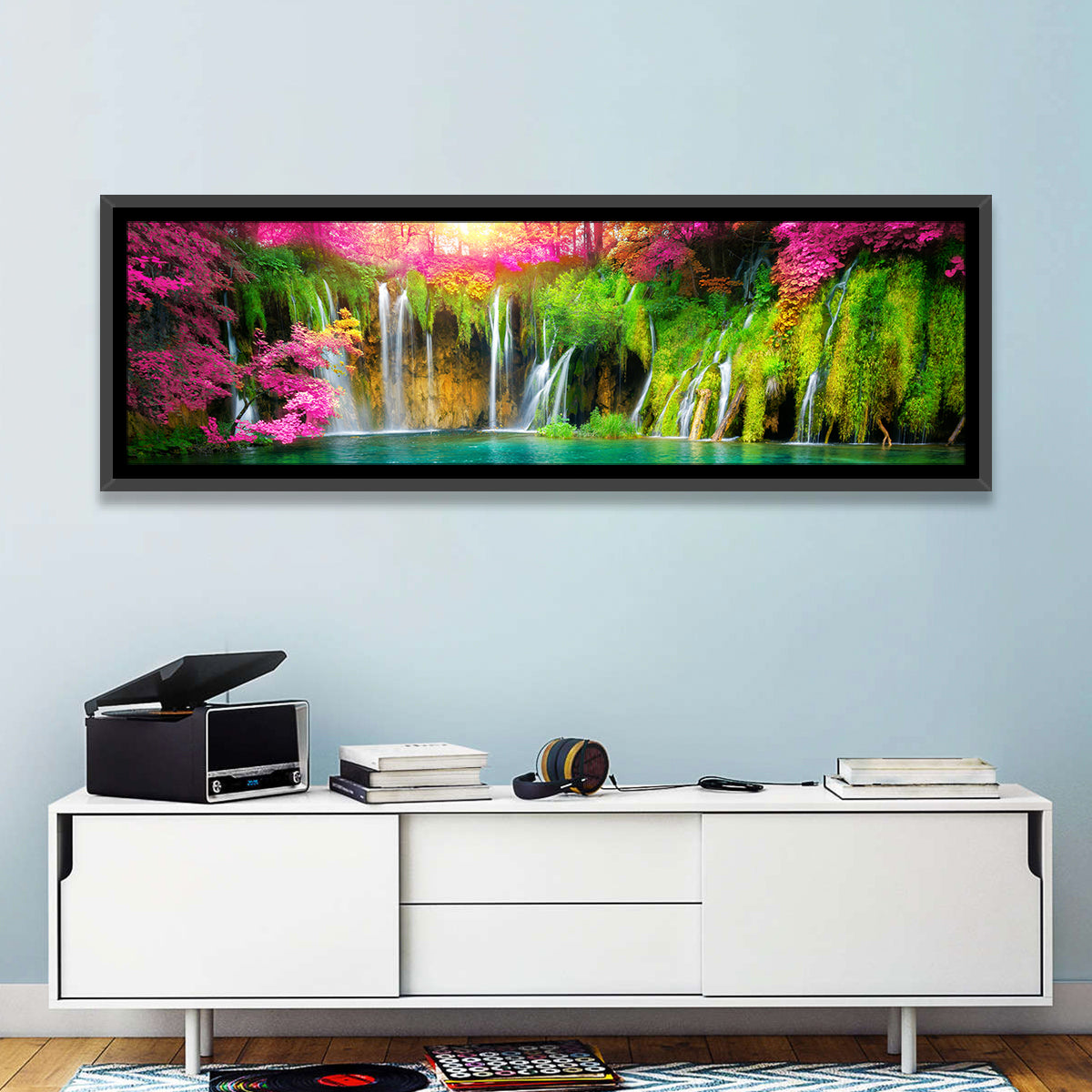 Plitvice Falls in Golden Light Wall Art