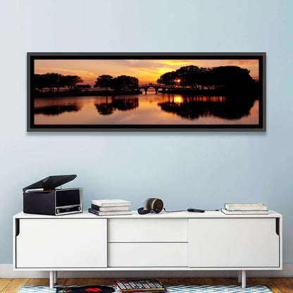 Tranquility Bridge at Sunset Wall Art