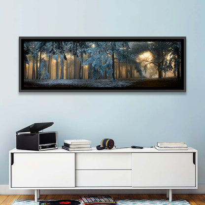 Sunlit Snow Covered Forest Wall Art
