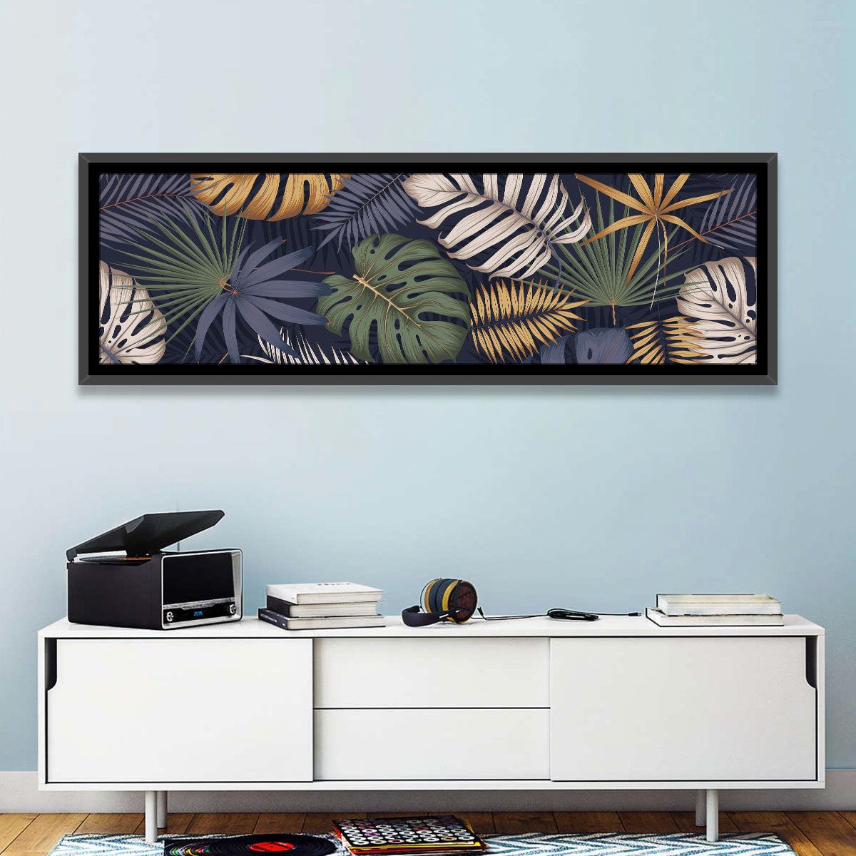 Layered Tropical Leaves Pattern Wall Art