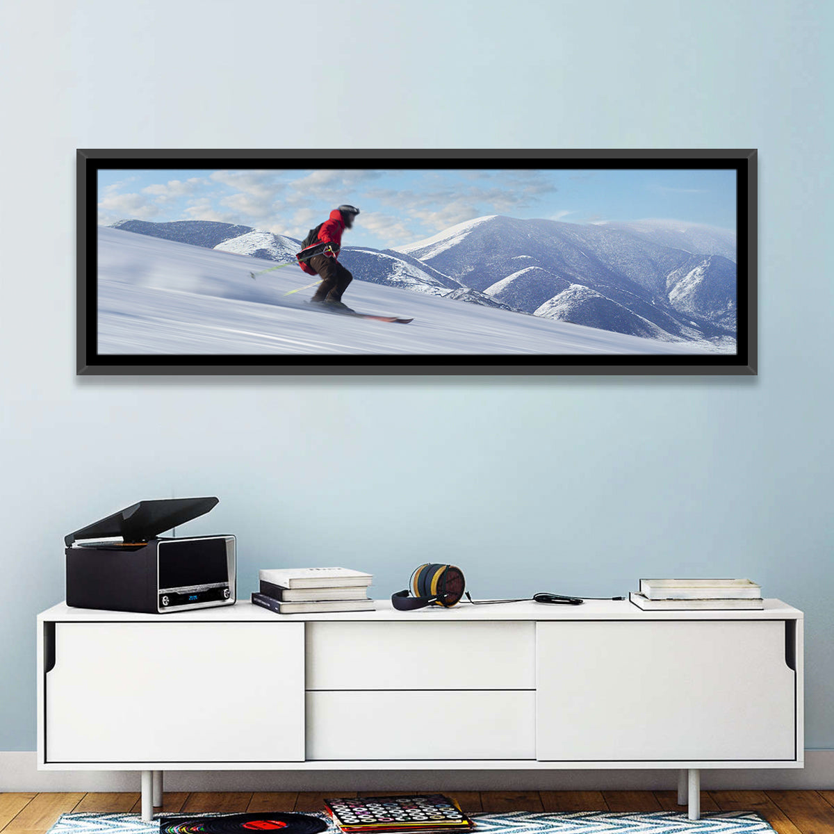 Skier on Snowy Mountain Slope Wall Art