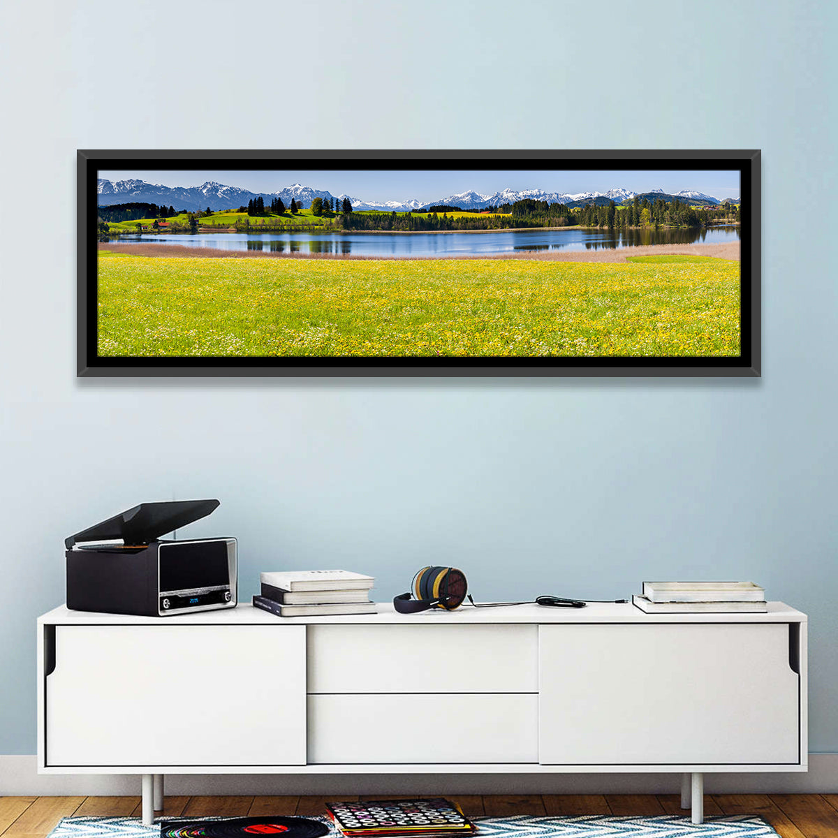 Alpine Lake Meadow with Dandelions Wall Art