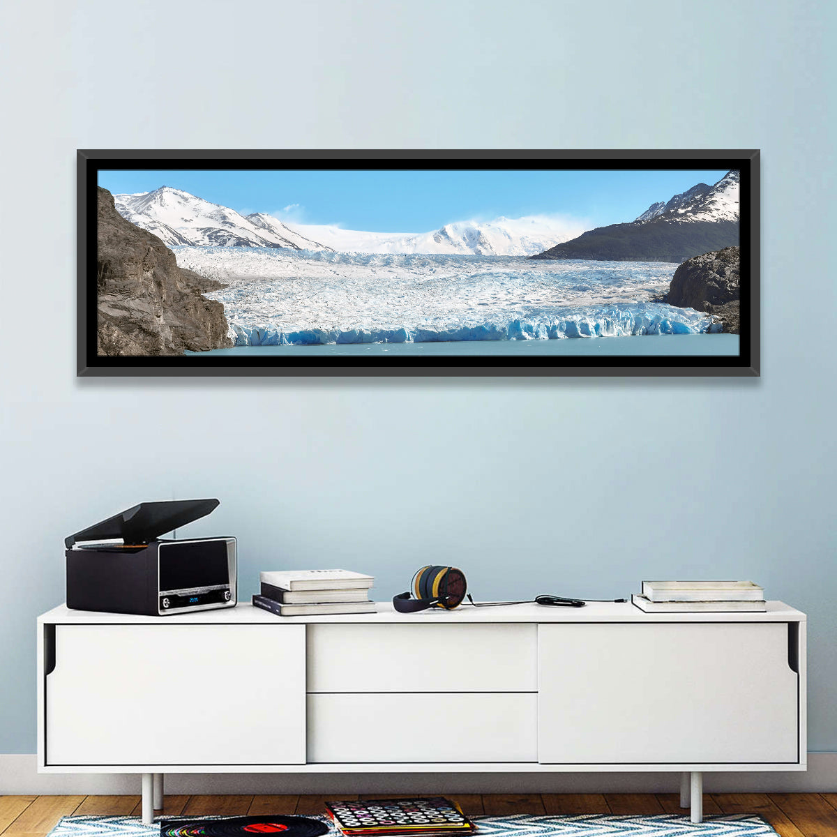 Grey Glacier and Blue Glacial Lake Wall Art