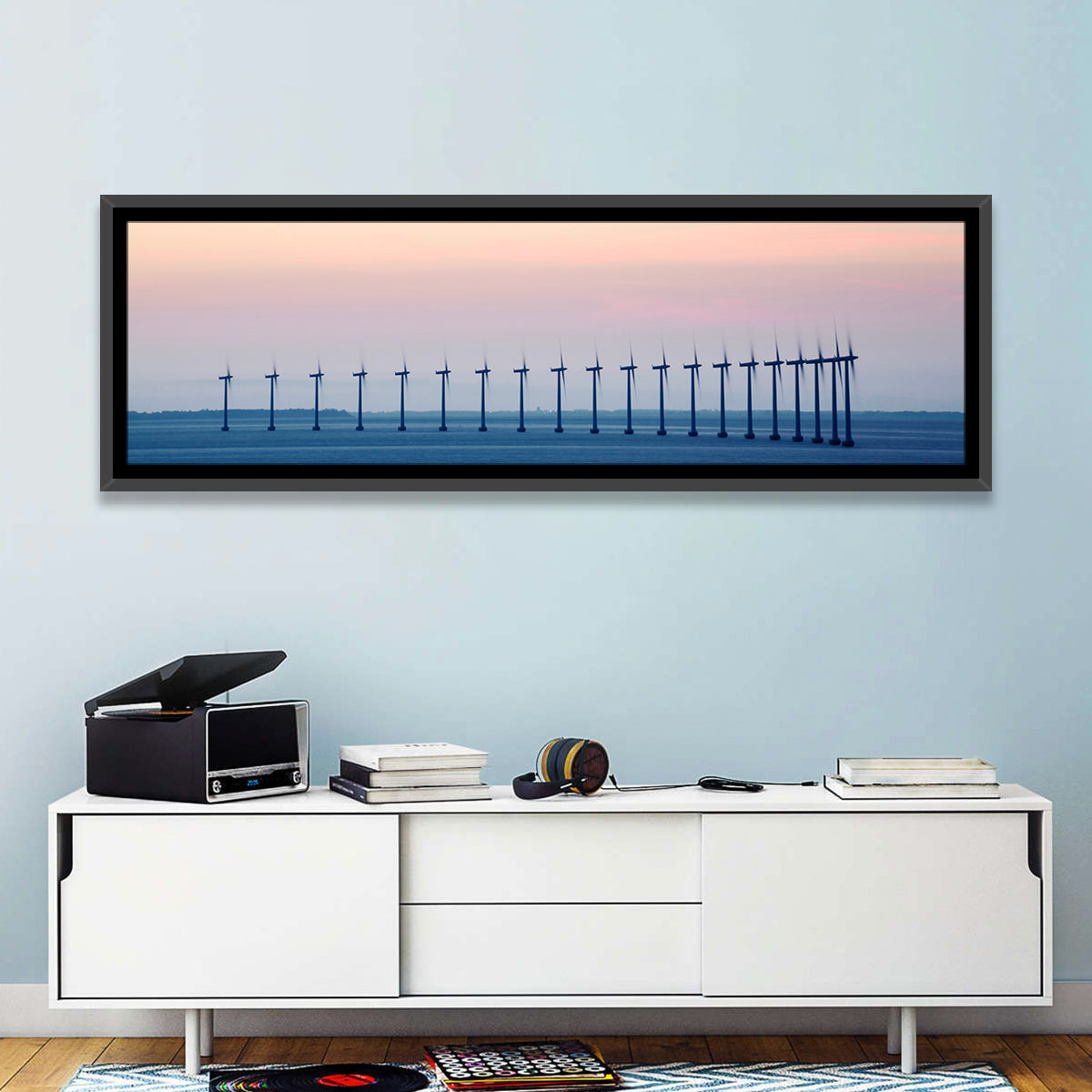 Coastal Wind Farm at Dusk Wall Art
