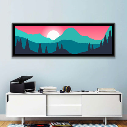Turquoise and Pink Mountain Sunset Wall Art