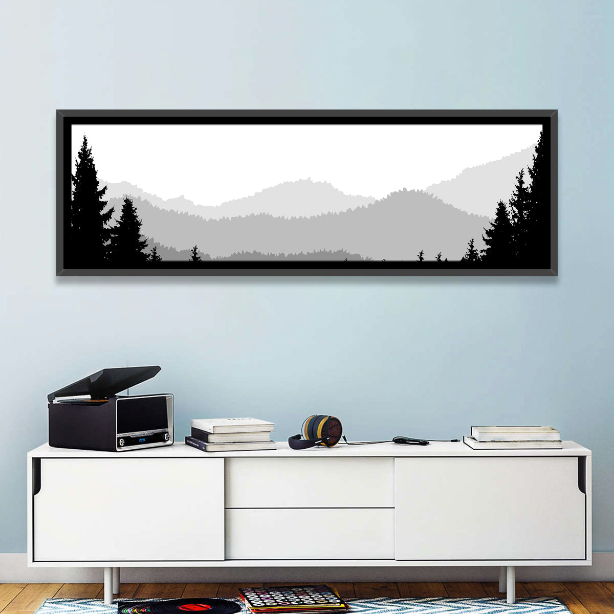 Foggy Mountain Silhouettes Wall Art