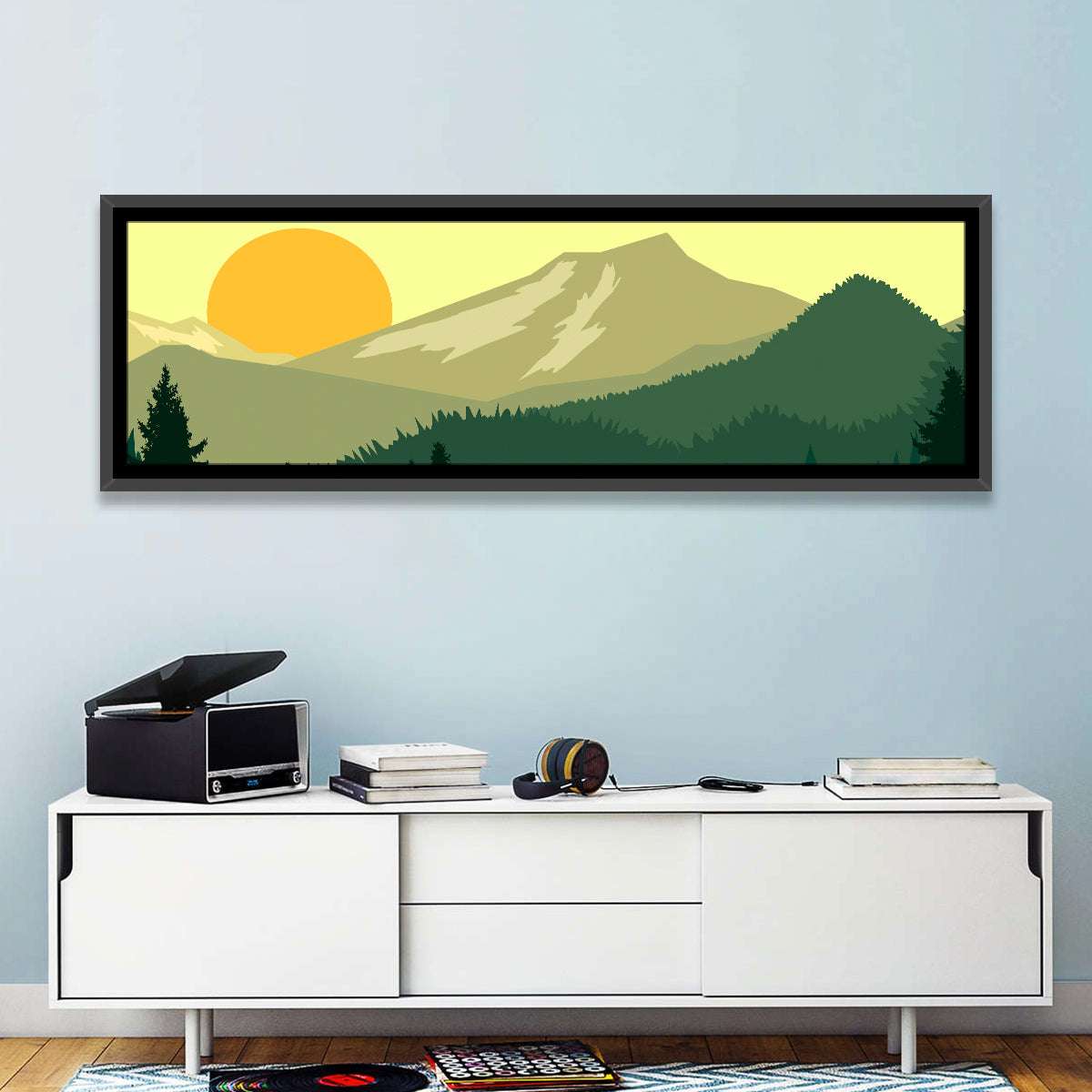 Sunset Over Green Mountains Wall Art
