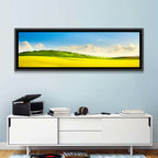 Rapeseed Field and Rolling Hills Under Blue Sky Wall Art