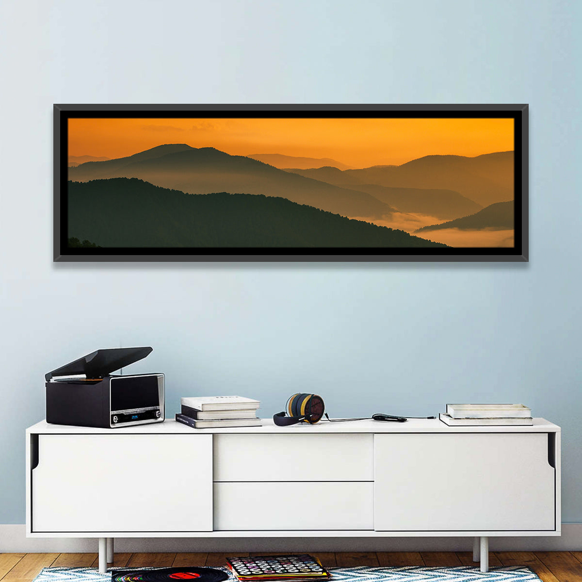 Golden Mist Mountain Valley Wall Art