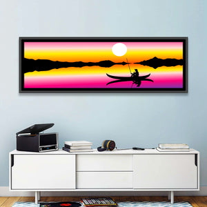 Fisherman Boat in Lake Wall Art