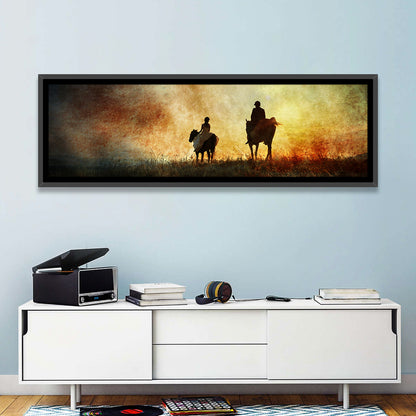 Silhouetted Horse Riders at Sunset Wall Art