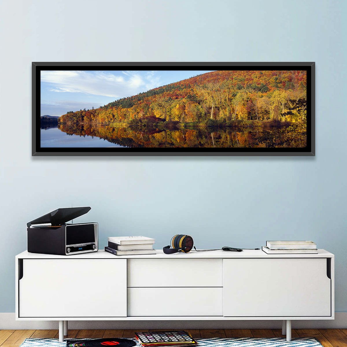 Connecticut River Wall Art in a room, panoramic