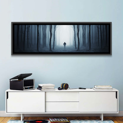Lone Figure in Misty Forest Wall Art