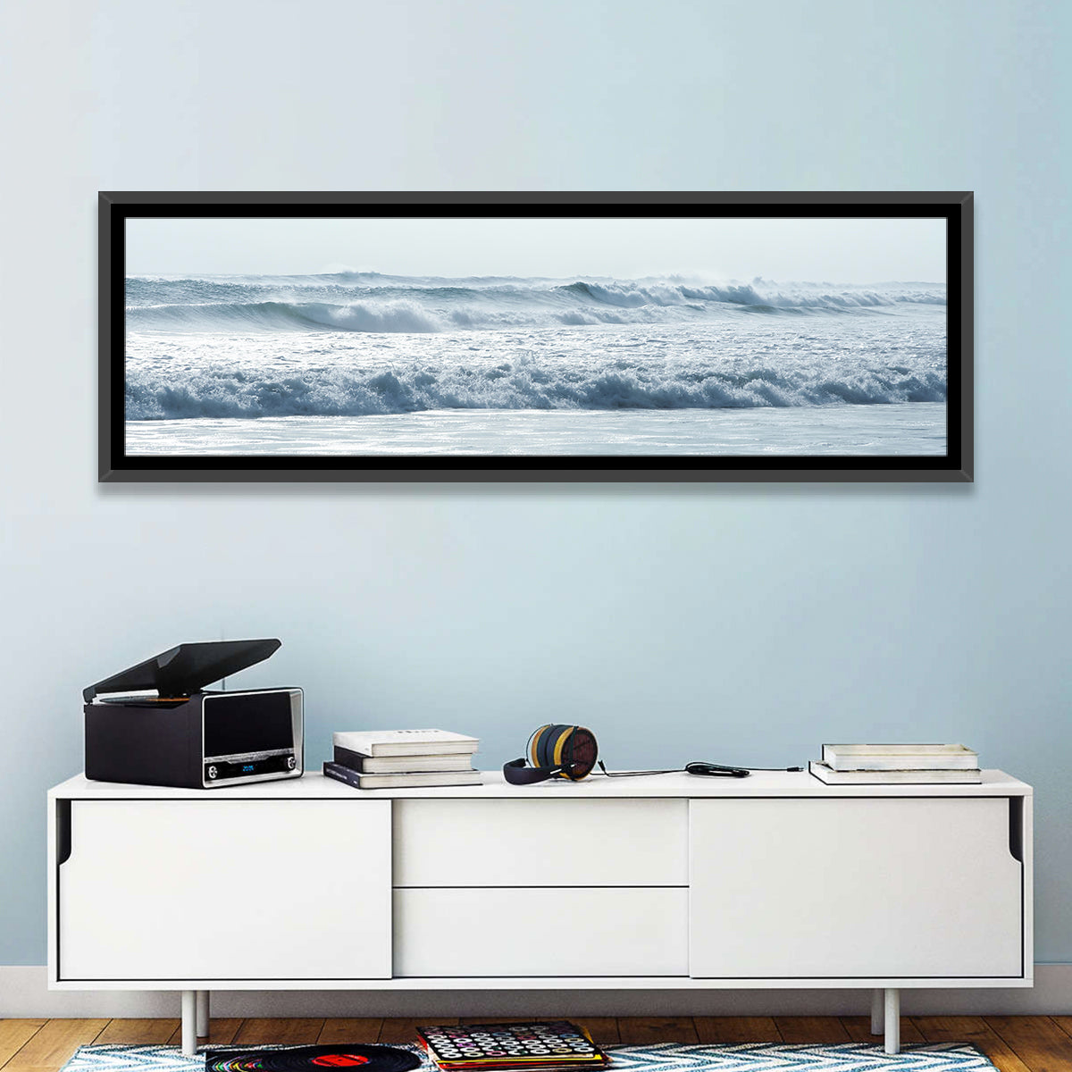 Misty Horizon Ocean Waves Wall Art