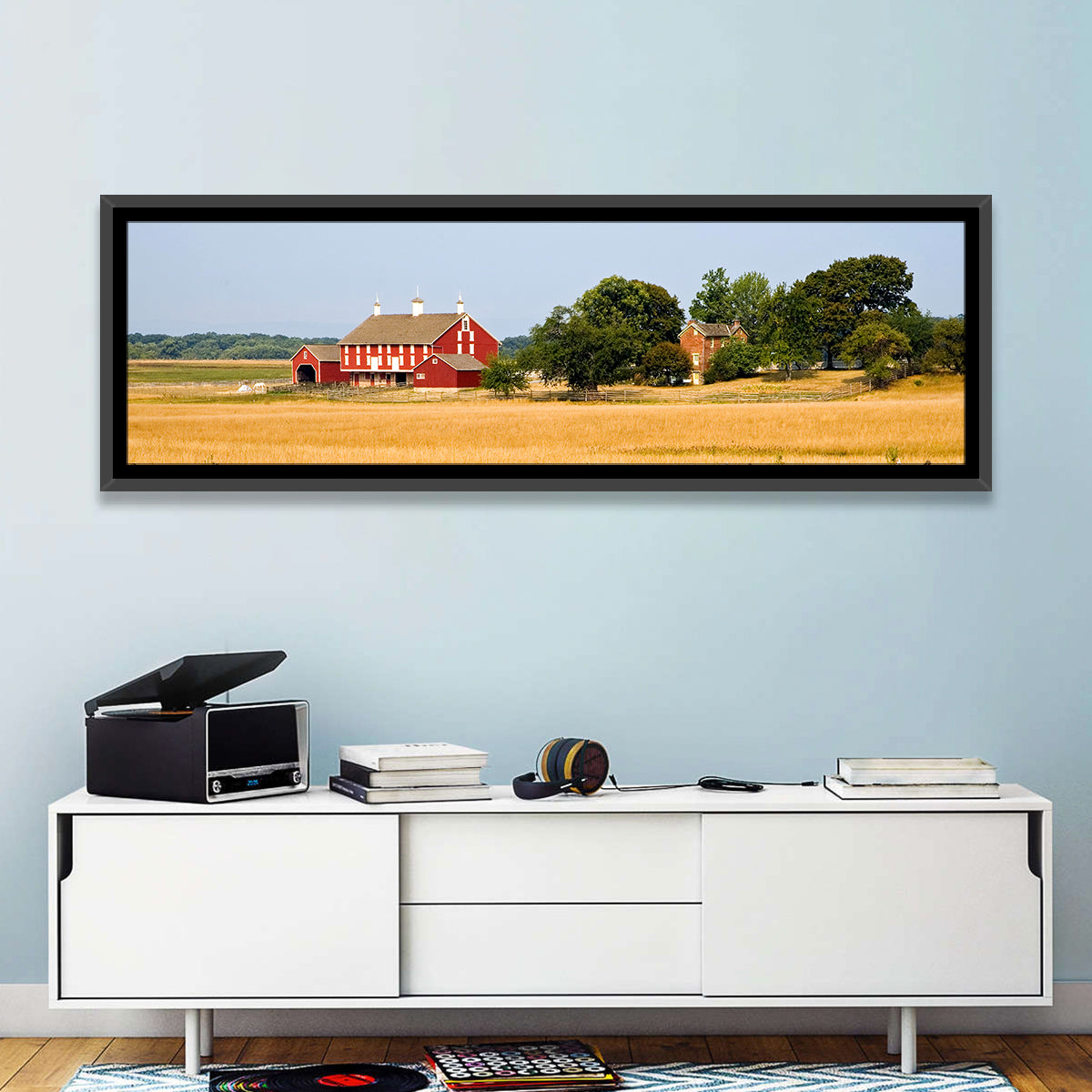 Gettysburg Farm Field Wall Art in a room, panoramic