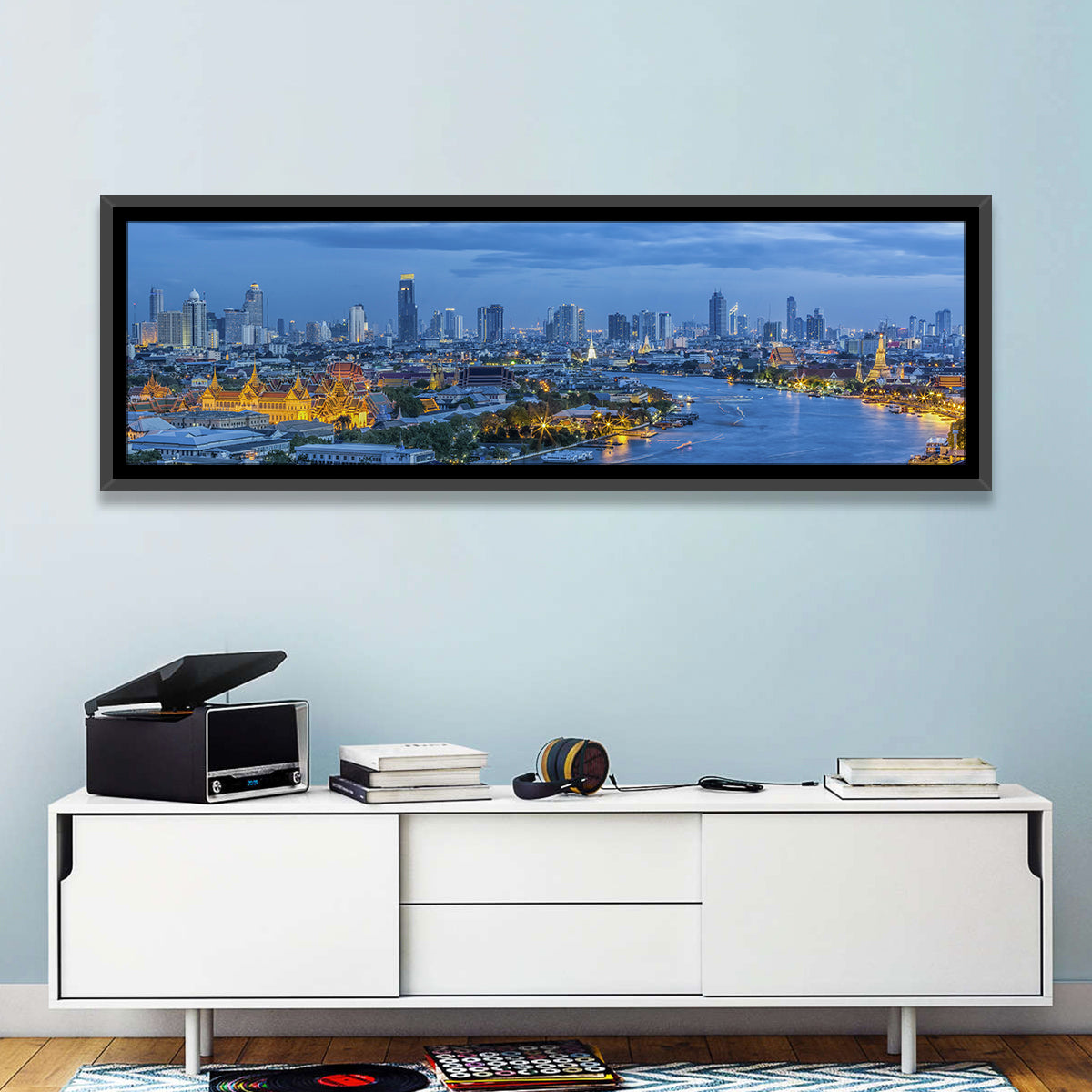 Bangkok Skyline at Blue Hour Wall Art