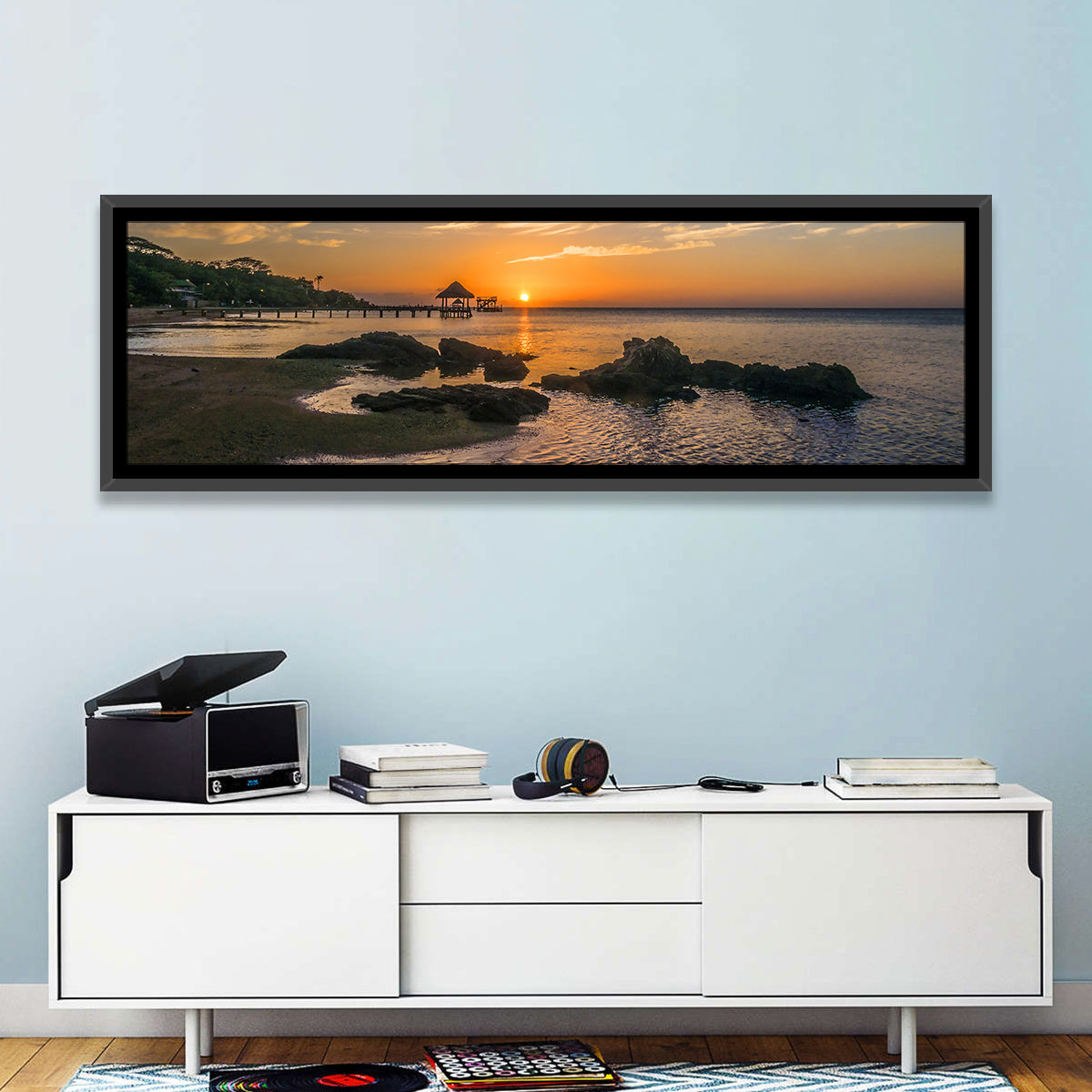 Roatan Pier Sunset Wall Art