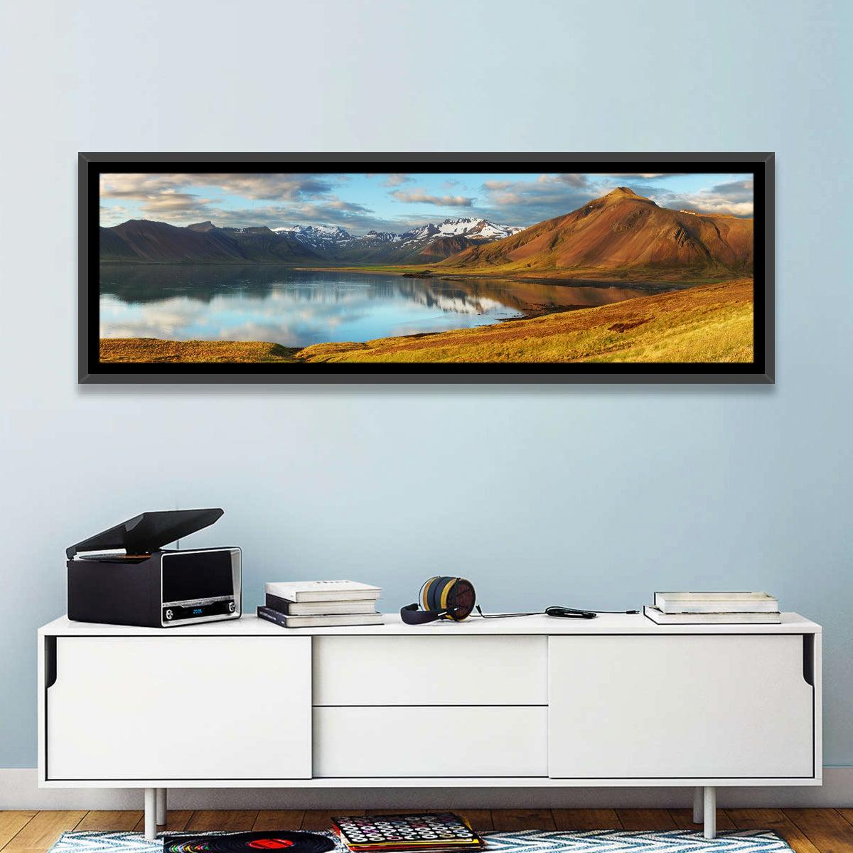 Icelandic Mountain Lake at Golden Hour Wall Art