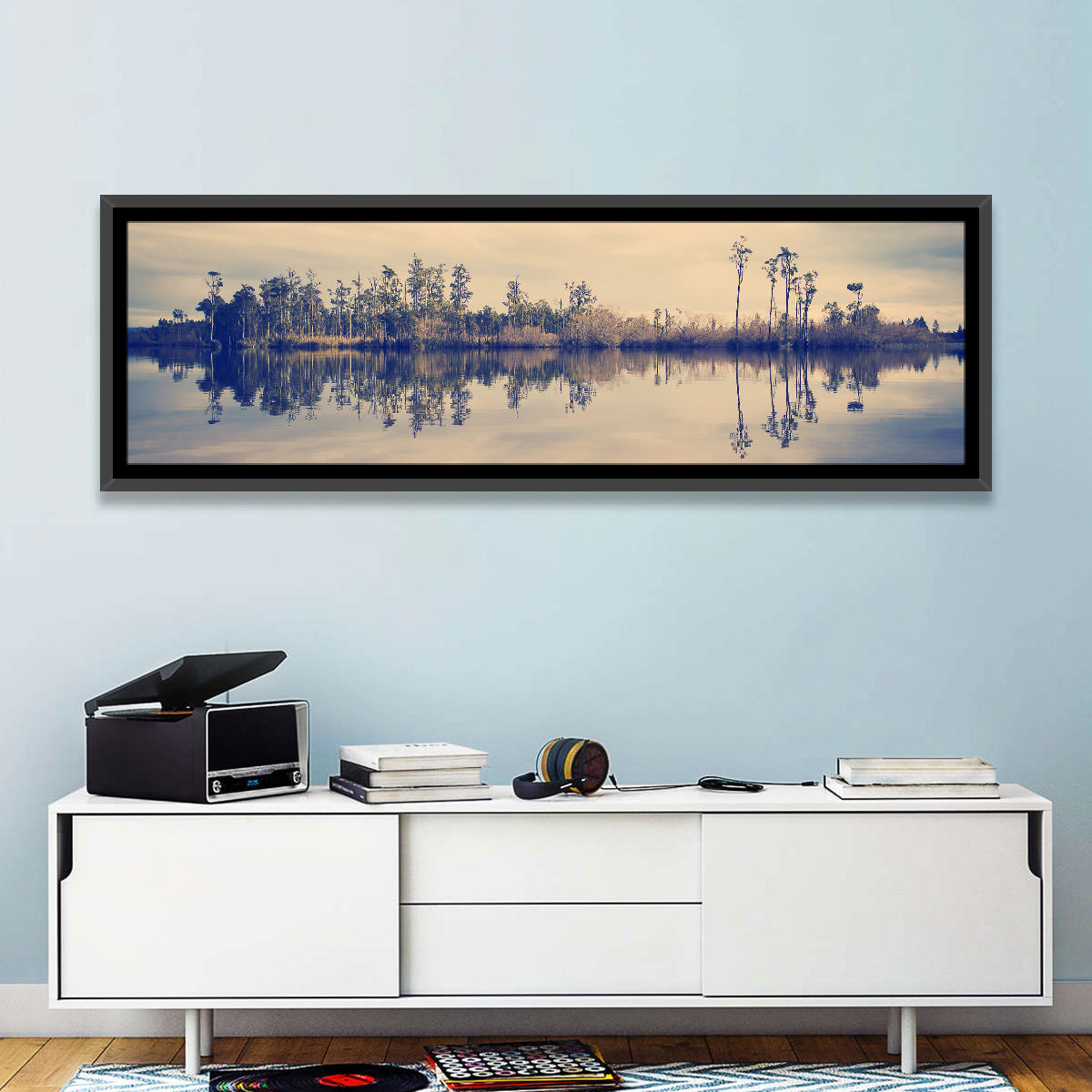 Sunset Over Forest Lake Wall Art