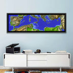 Mediterranean Sea Shaded Relief Map Wall Art