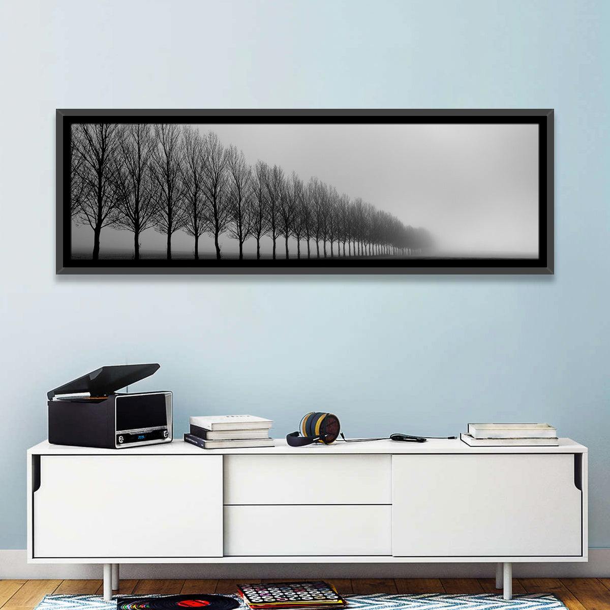 Misty Row of Bare Trees Wall Art