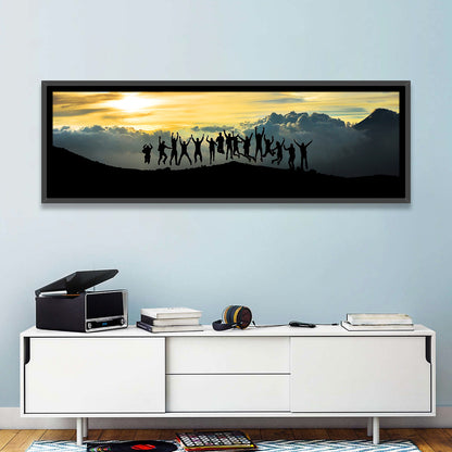 Golden Team Silhouettes at Sunset Wall Art
