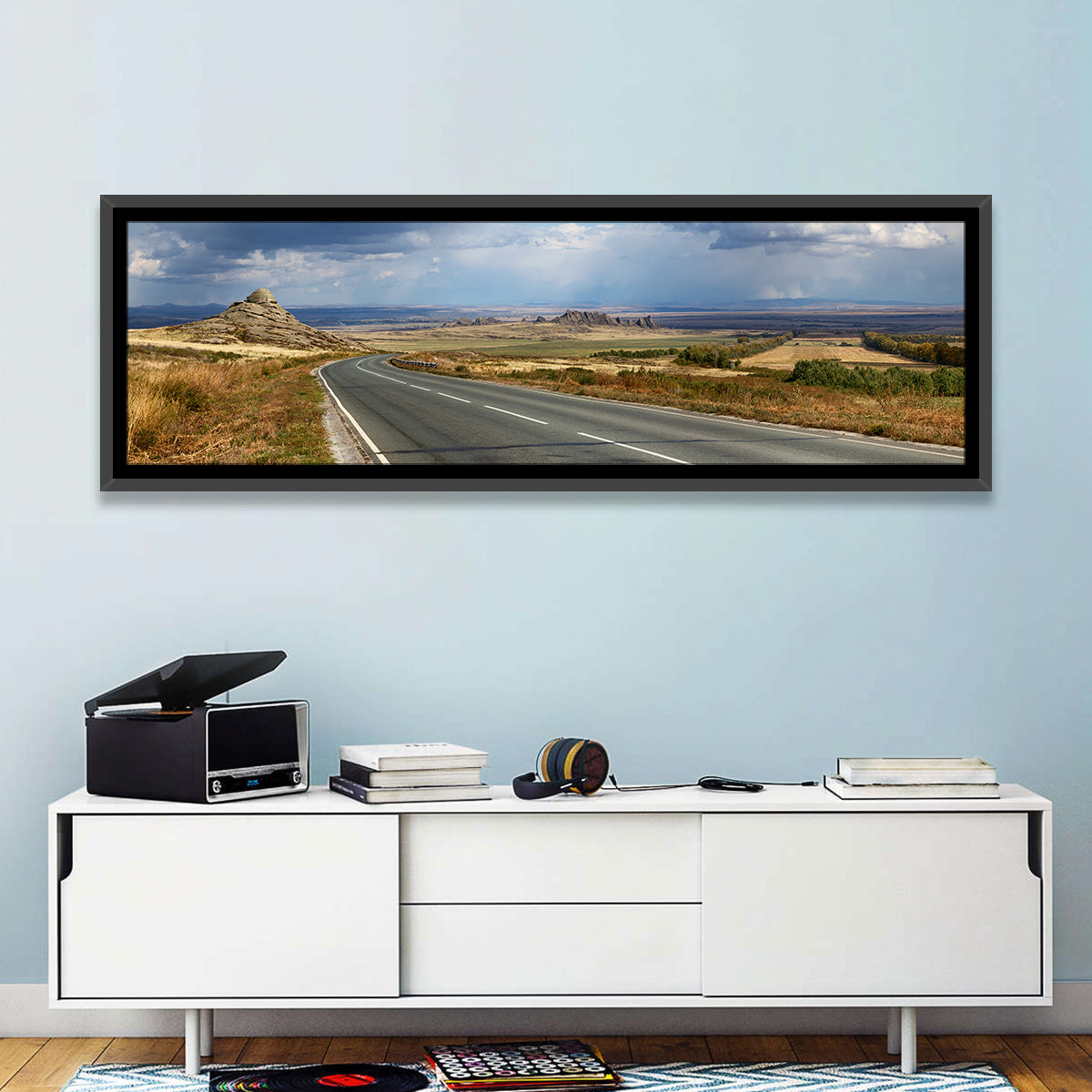 East Kazakhstan Road Wall Art in a room, panoramic