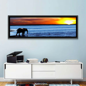 Elephant & Beach Sunset Wall Art