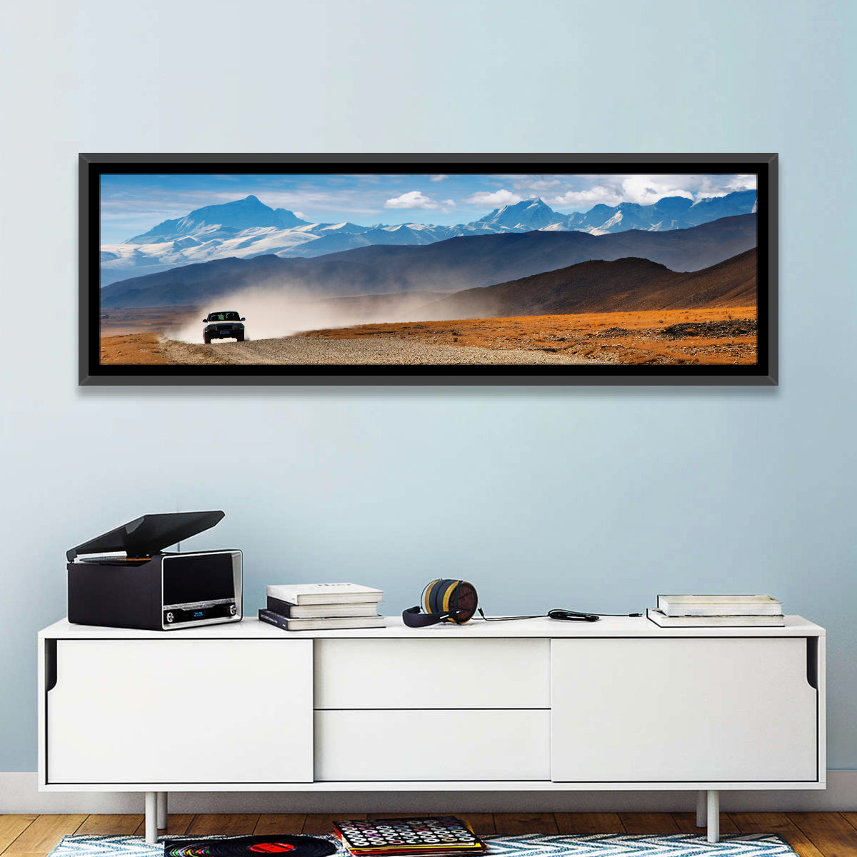 Road to Everest, Tibetan Highlands Wall Art in a room, panoramic