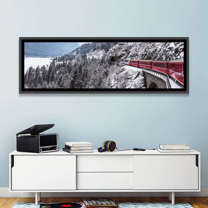 Red Train at Landwasser Viaduct Wall Art