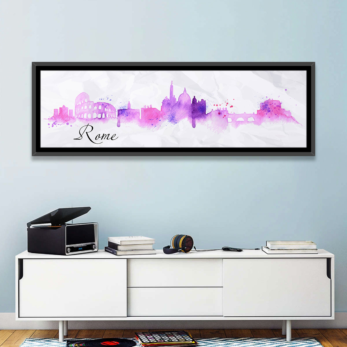 Watercolor Rome Skyline Wall Art