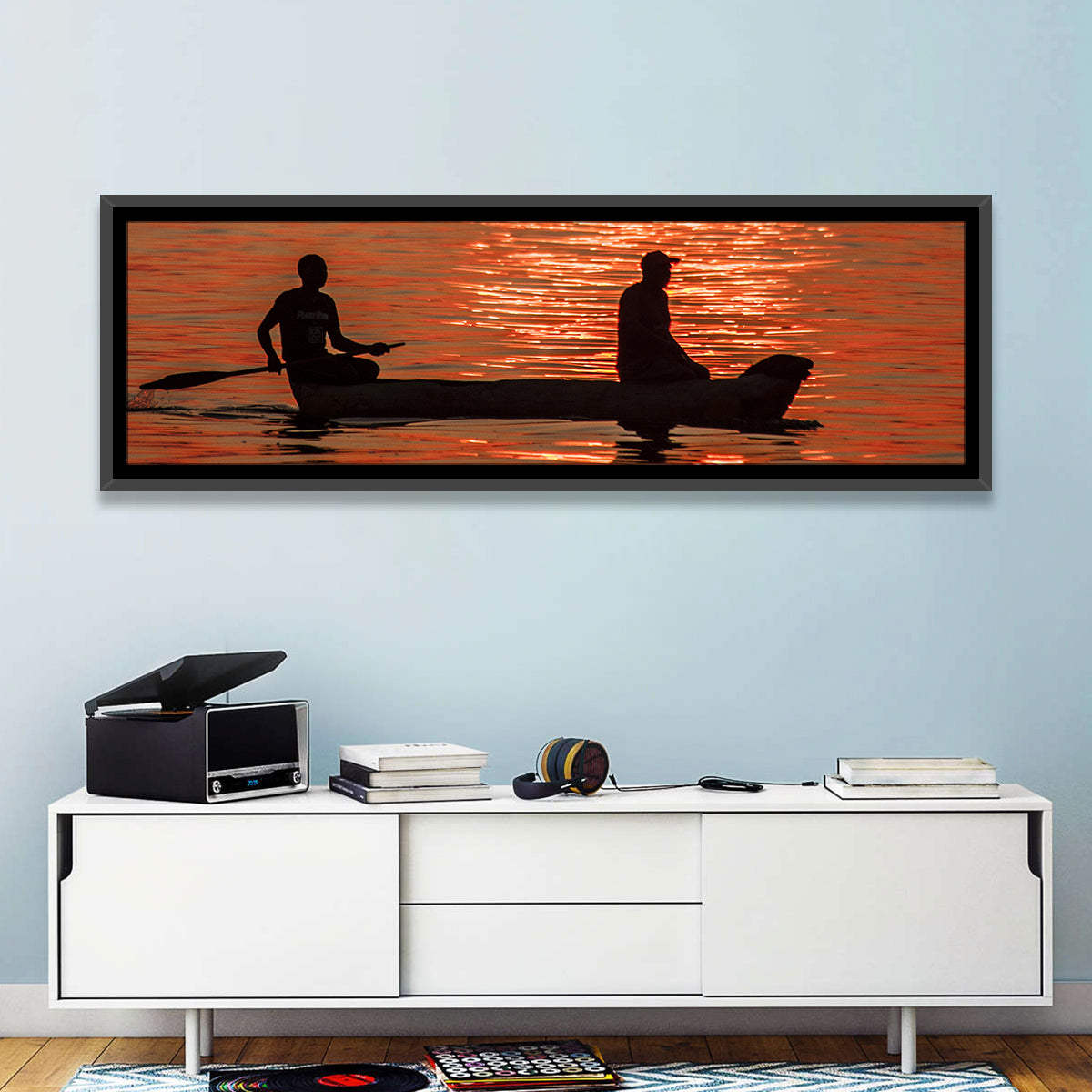Sunset Canoe Silhouette Wall Art