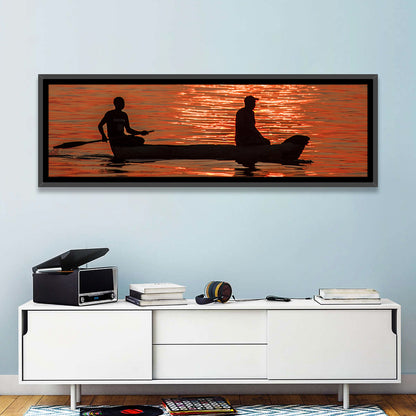 Sunset Canoe Silhouette Wall Art