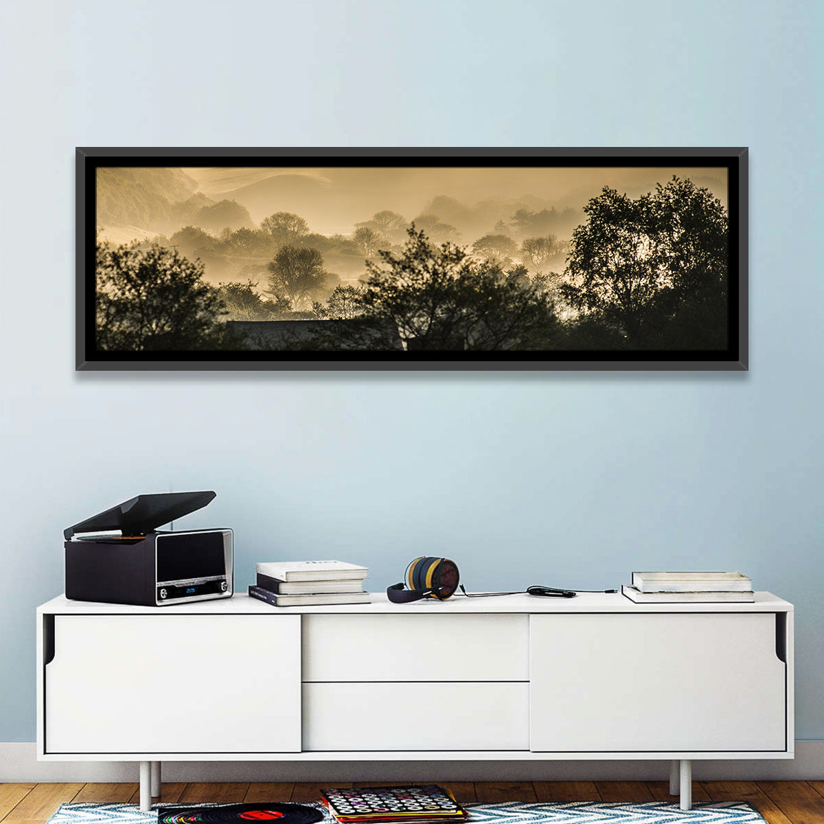 Bronze Morning Mist Over Hills Wall Art