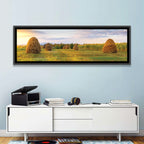 Haystacks at Sunset Fieldscape Wall Art