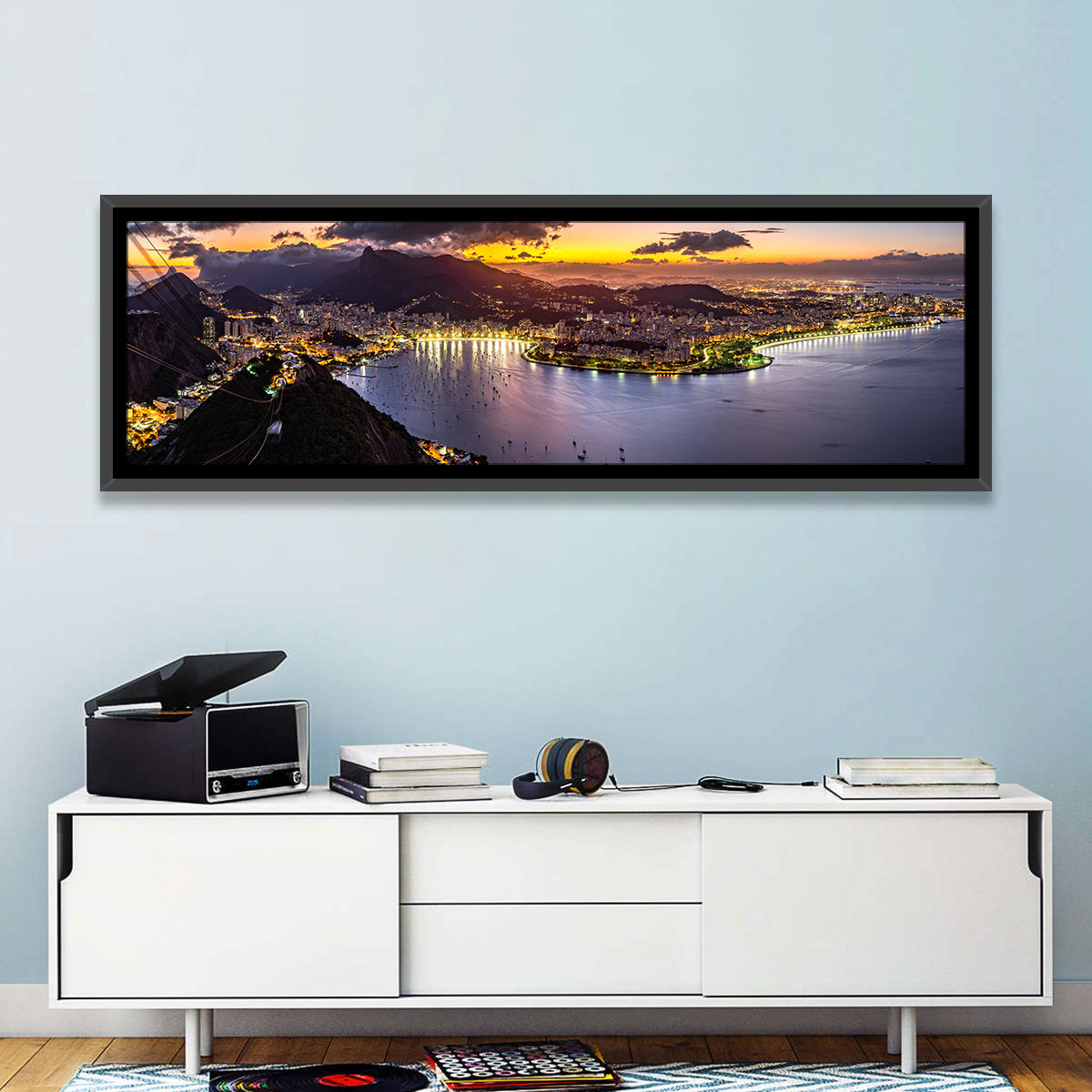 Rio De Janeiro Night Skyline Wall Art