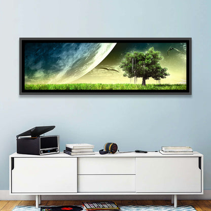 Alien Meadow Under a Giant Planet Wall Art