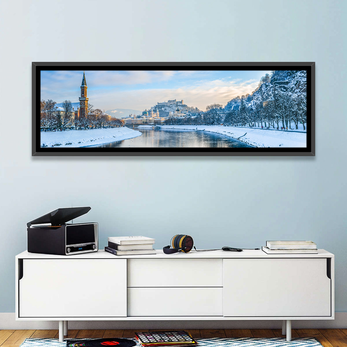 Salzach River, Salzburg Wall Art in a room, panoramic