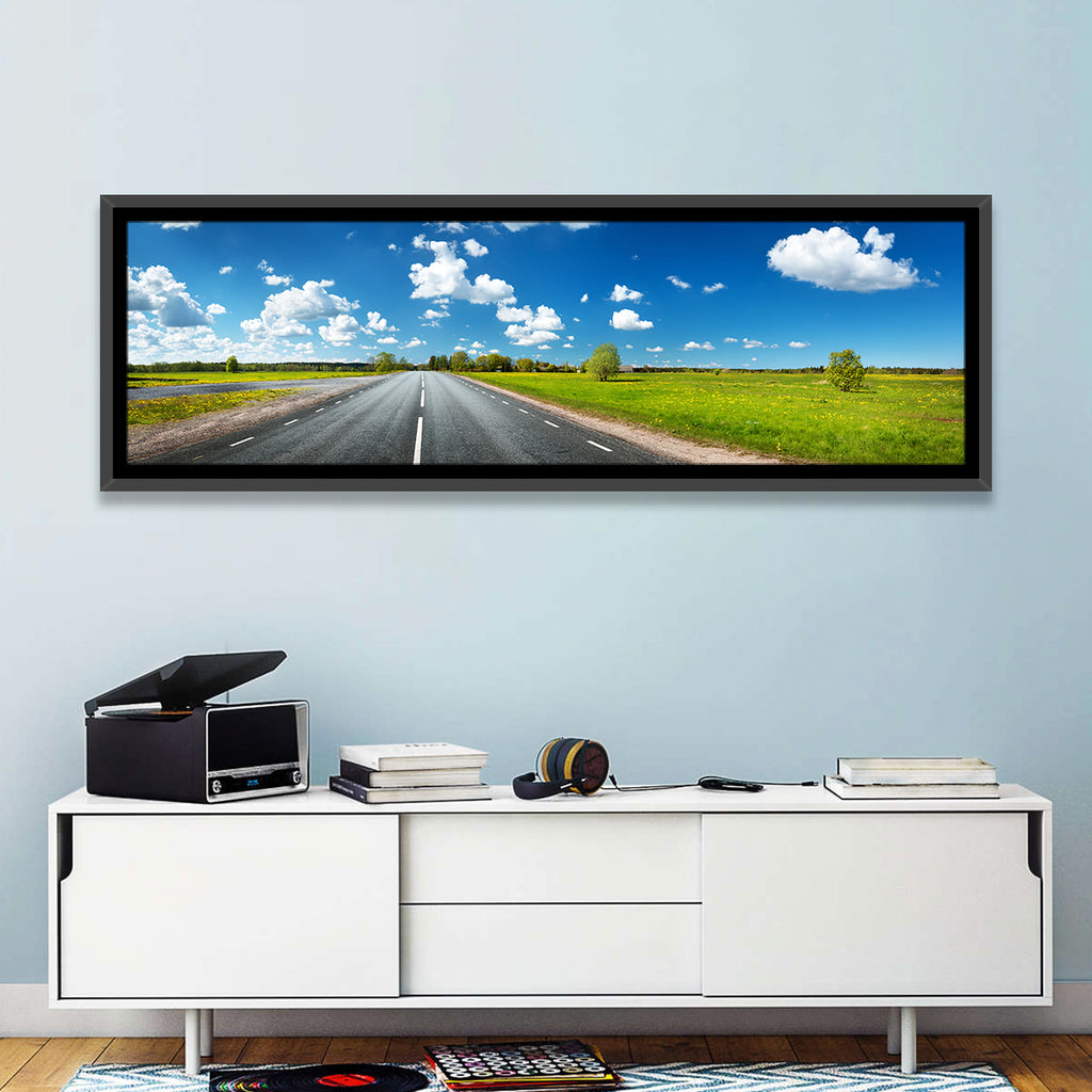 Asphalt Road Through Meadow Wall Art