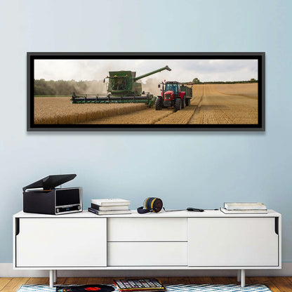 Wheat Harvest with Combine and Tractor Wall Art