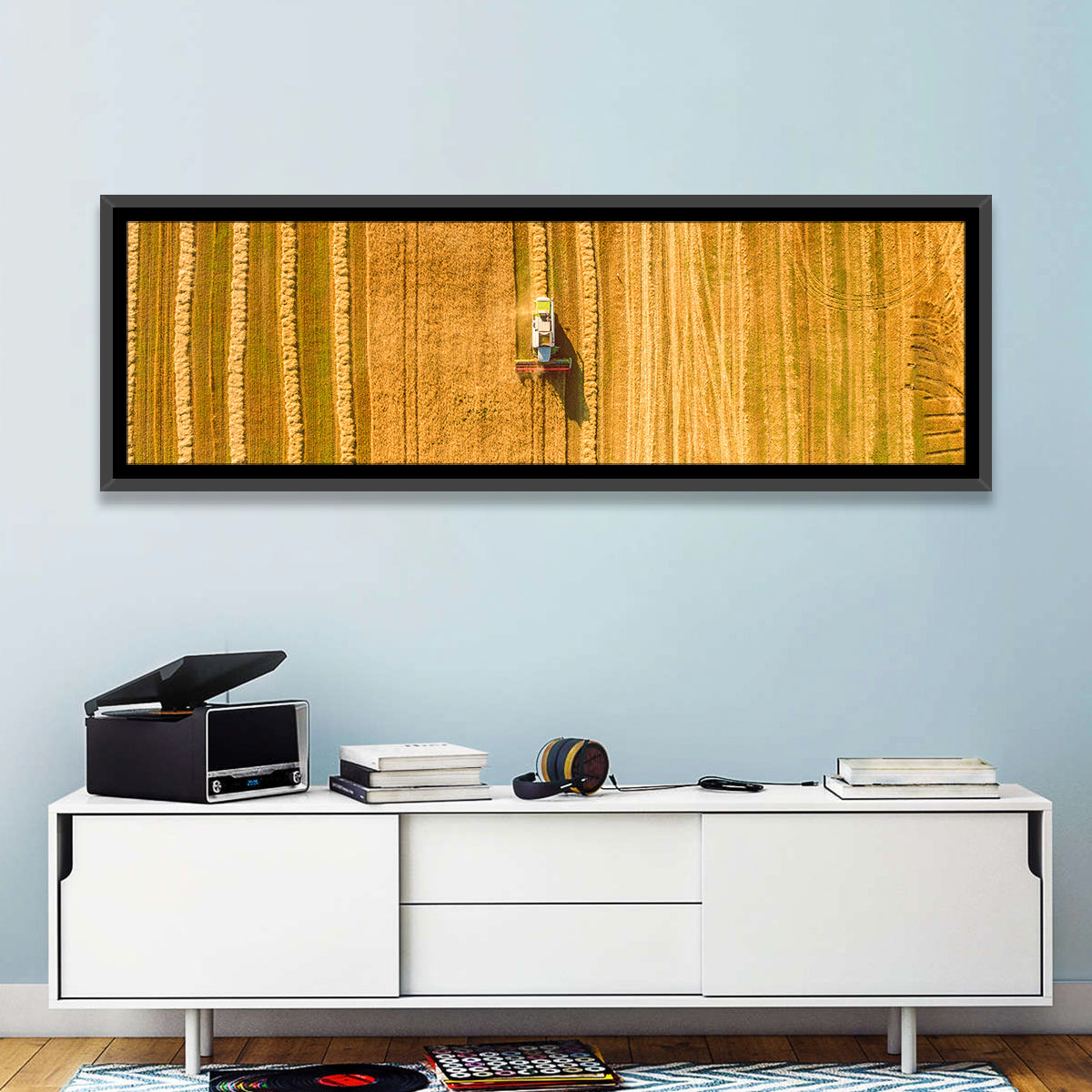 Aerial Wheat Harvest Wall Art