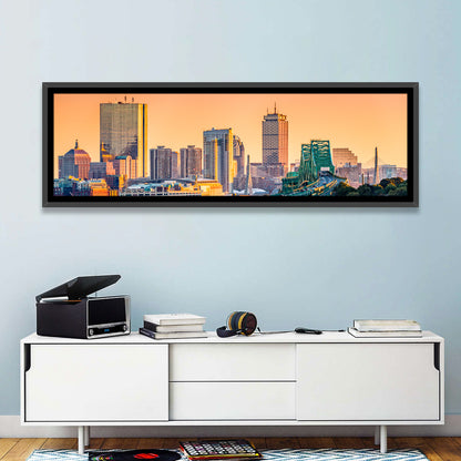 Tobin Bridge to Boston Skyline at Golden Hour Wall Art