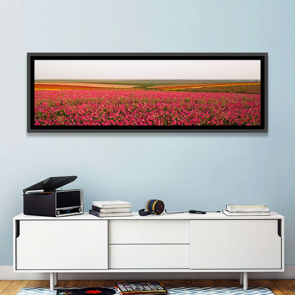 Pink Ranunculus Flower Field Wall Art