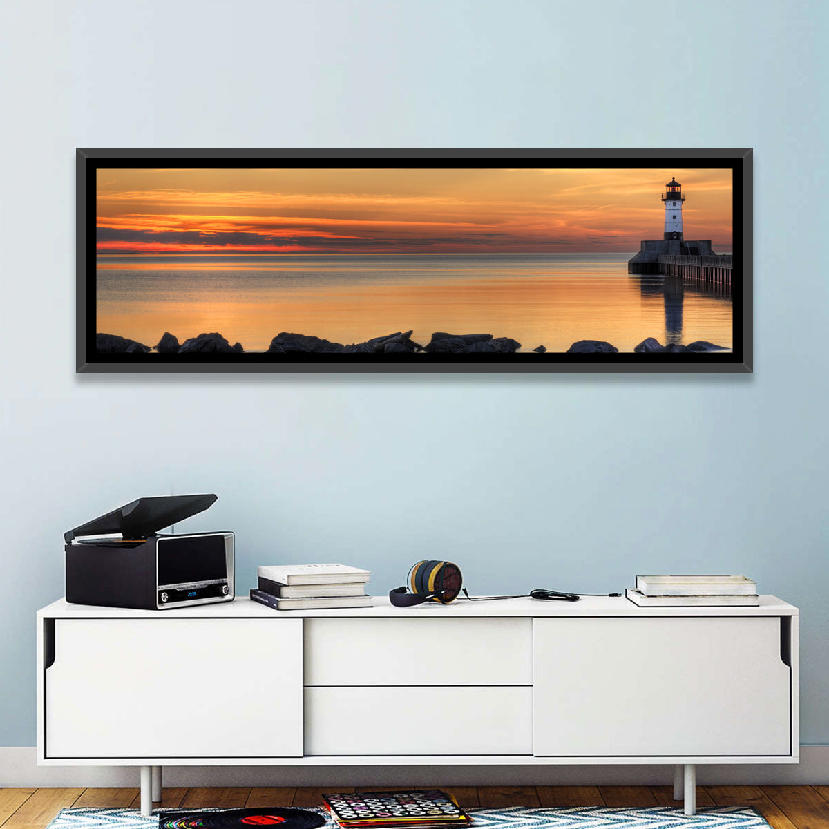 Duluth North Pier Lighthouse Sunset Wall Art