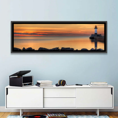 Duluth North Pier Lighthouse Sunset Wall Art