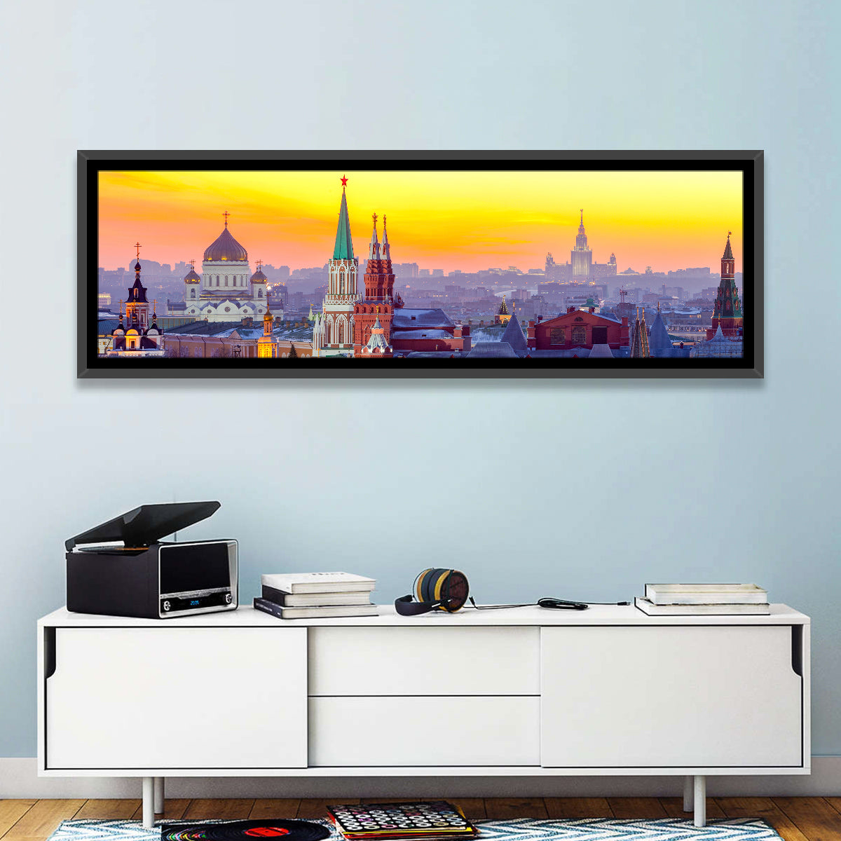 Moscow Kremlin at Golden Hour Wall Art in a room, panoramic